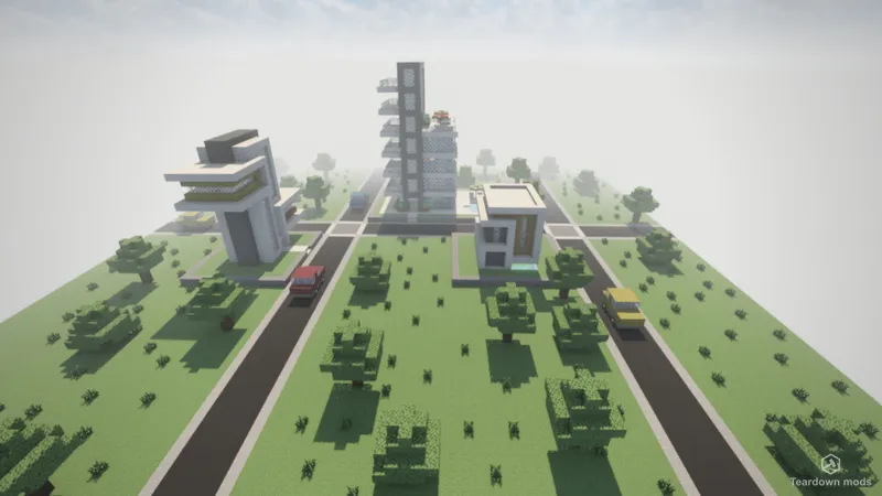 Современный городок в стиле Minecraft