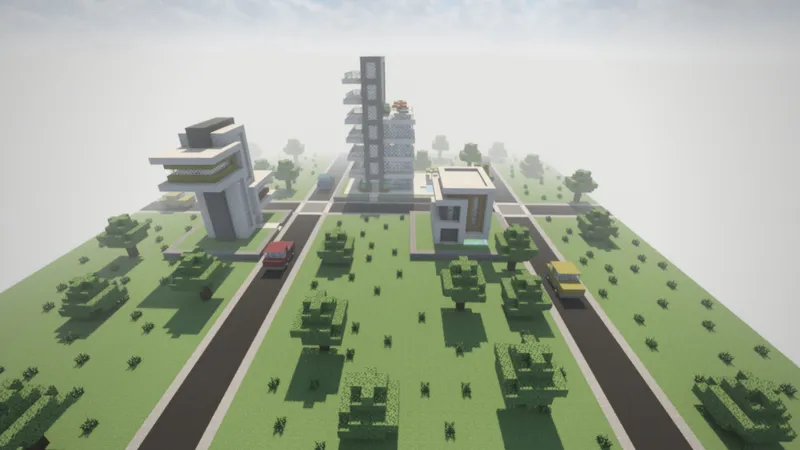Современный городок в стиле Minecraft